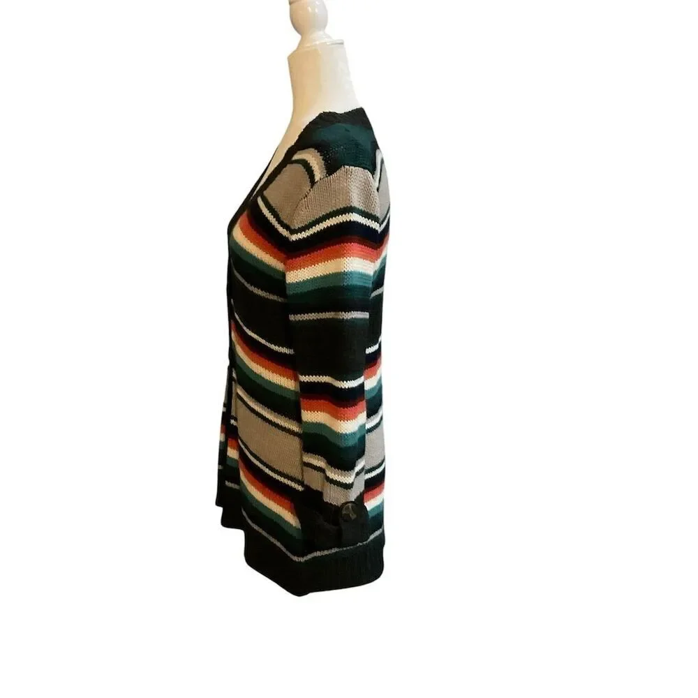 Allison Brittney Women's XL Striped Button Up Cardigan Sweater Multicolor​ - Picture 2 of 8